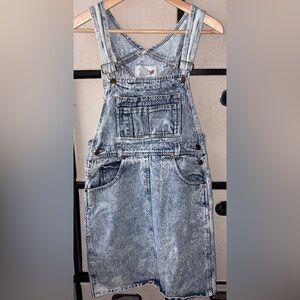 Vtg Jeanswear Squeeze Jean Youth Bib Overall Skirt Blue Denim